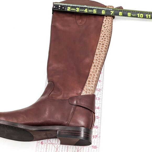 Sam Edelman Women Mikala Riding Brown Leather Croc Back Print Boots sz 7.5 - Picture 6 of 9